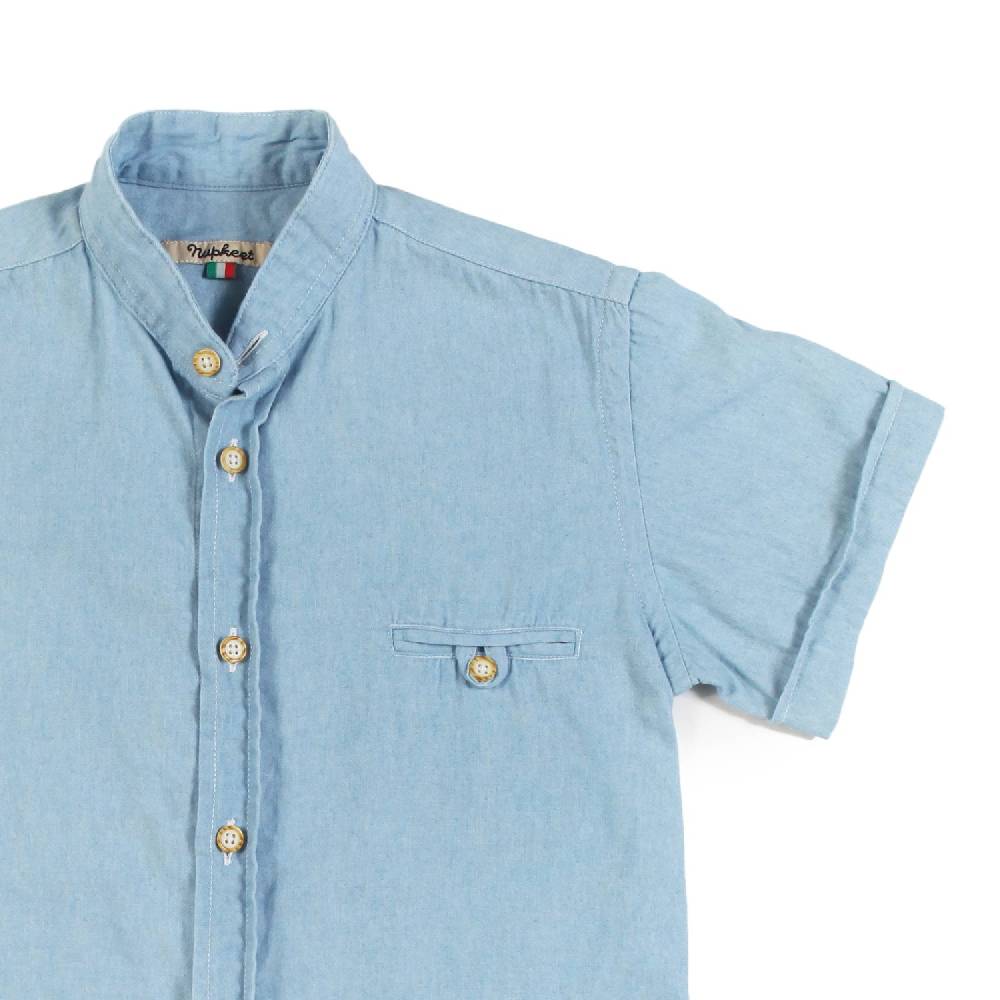 Nupkeet Camicia Collo Coreano Celeste – Tamburo Nuovo