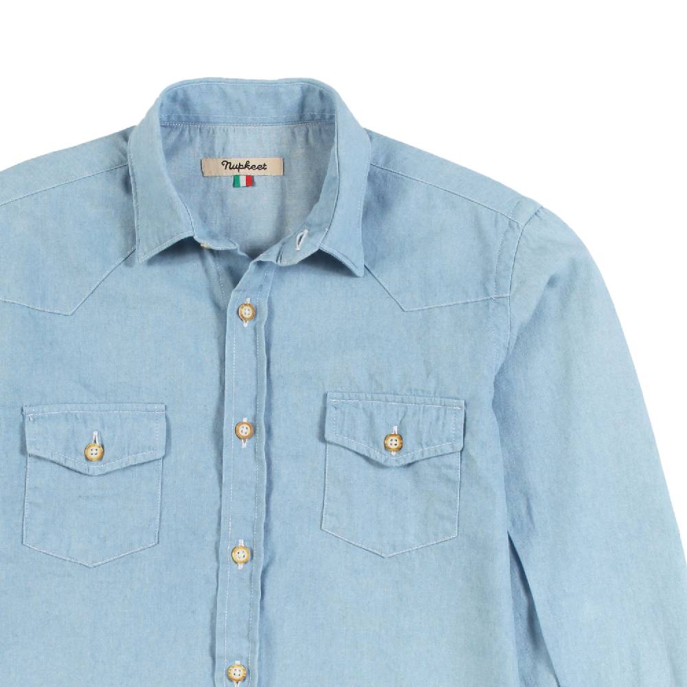 Nupkeet Camicia Collo Italiano Celeste – Coccio Ultimi due giorni