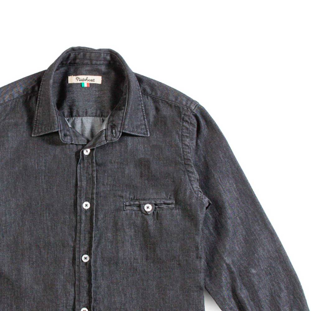 Nupkeet Camicia in Chambray nero – Morello Offerte