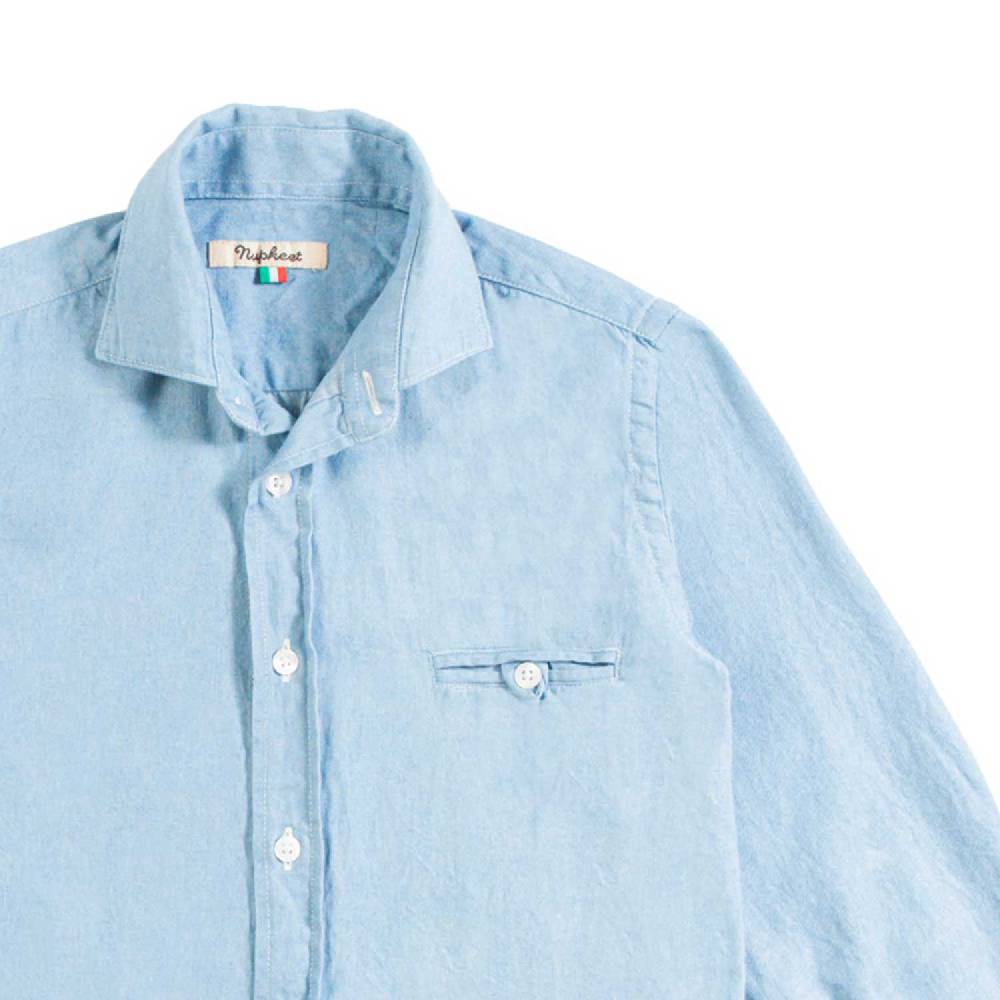 Nupkeet Camicia con Taschino in Denim Blu – Varano Hotsell