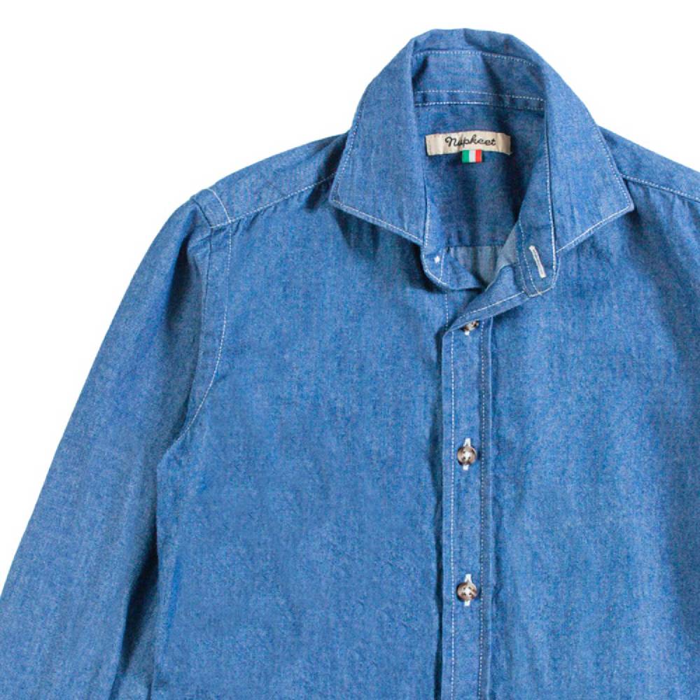 Nupkeet Camicia in Denim Blu – Pusiano Vendita Calda