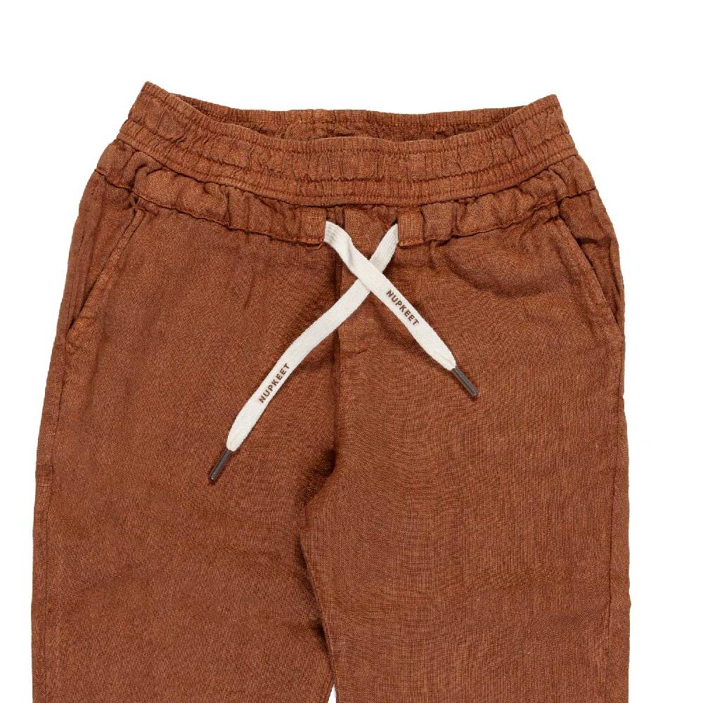 Nupkeet Pantalone lino marrone cacao Milano Fino Al -60%
