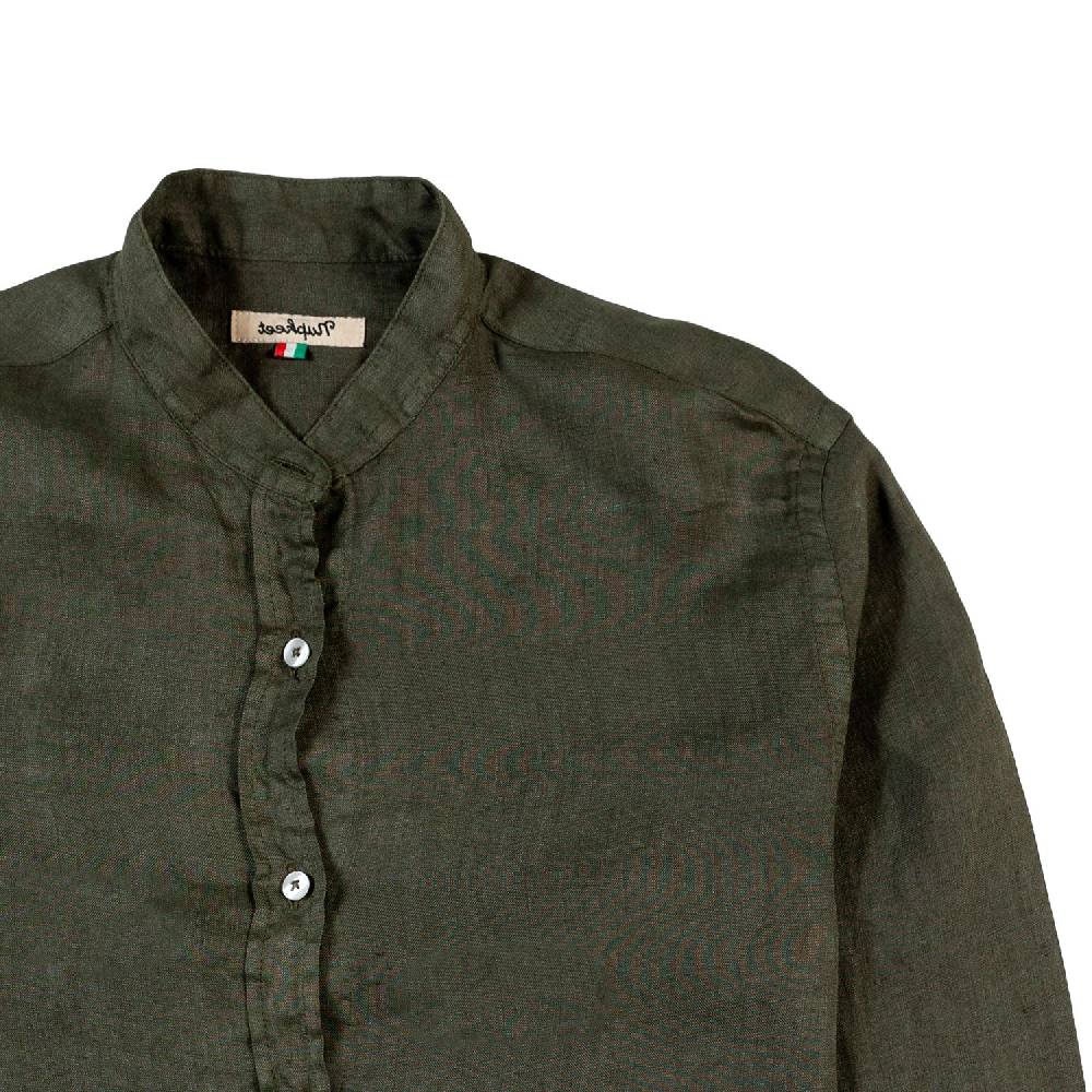 Nupkeet Camicia coreana lino verde militare Catanzaro Economico
