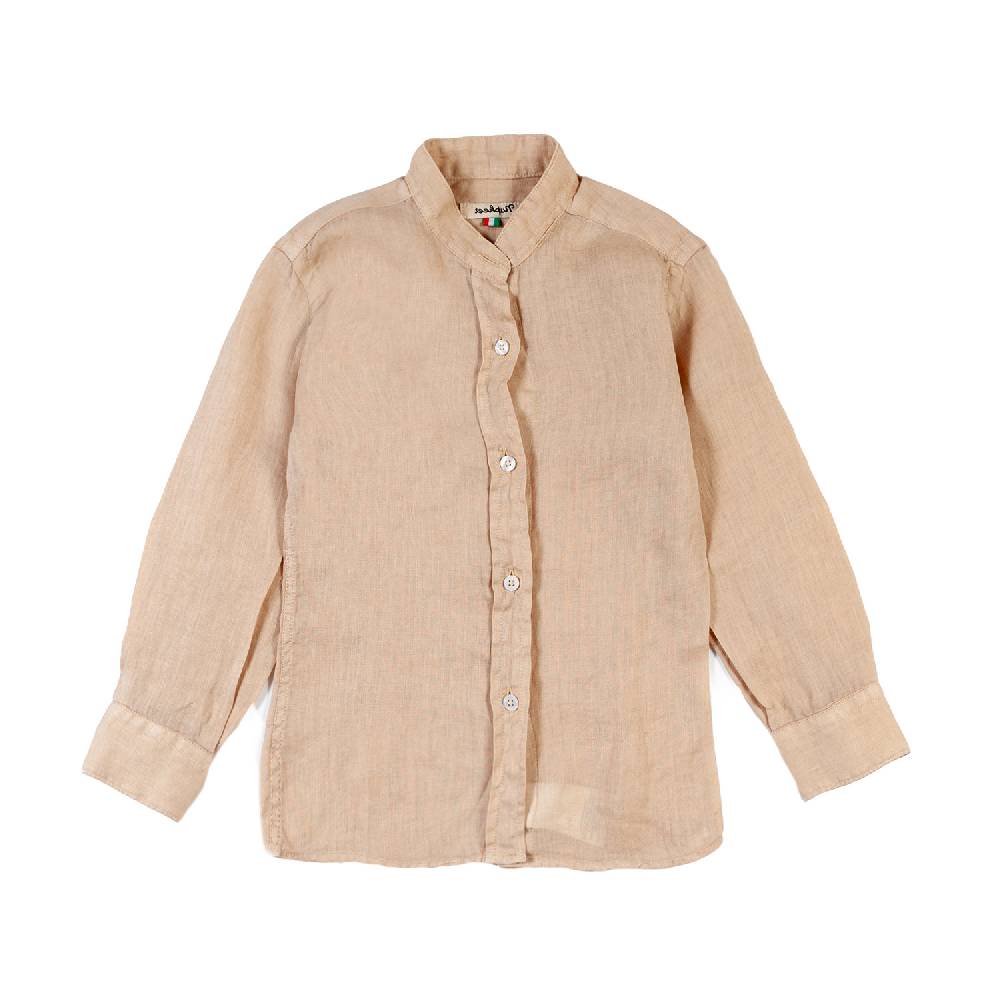 Nupkeet Camicia coreana lino nocciola Catanzaro Outlet