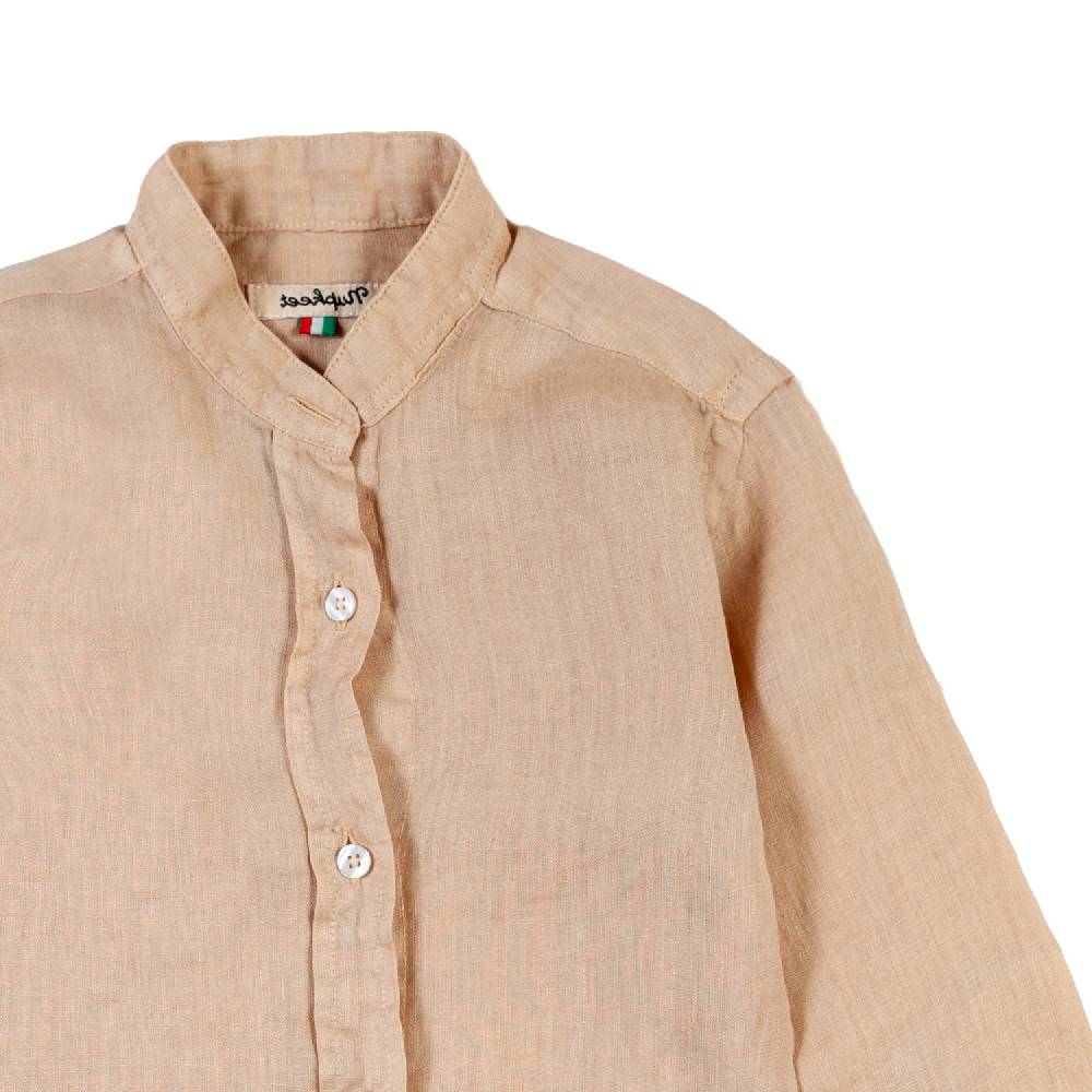 Nupkeet Camicia coreana lino nocciola Catanzaro Outlet