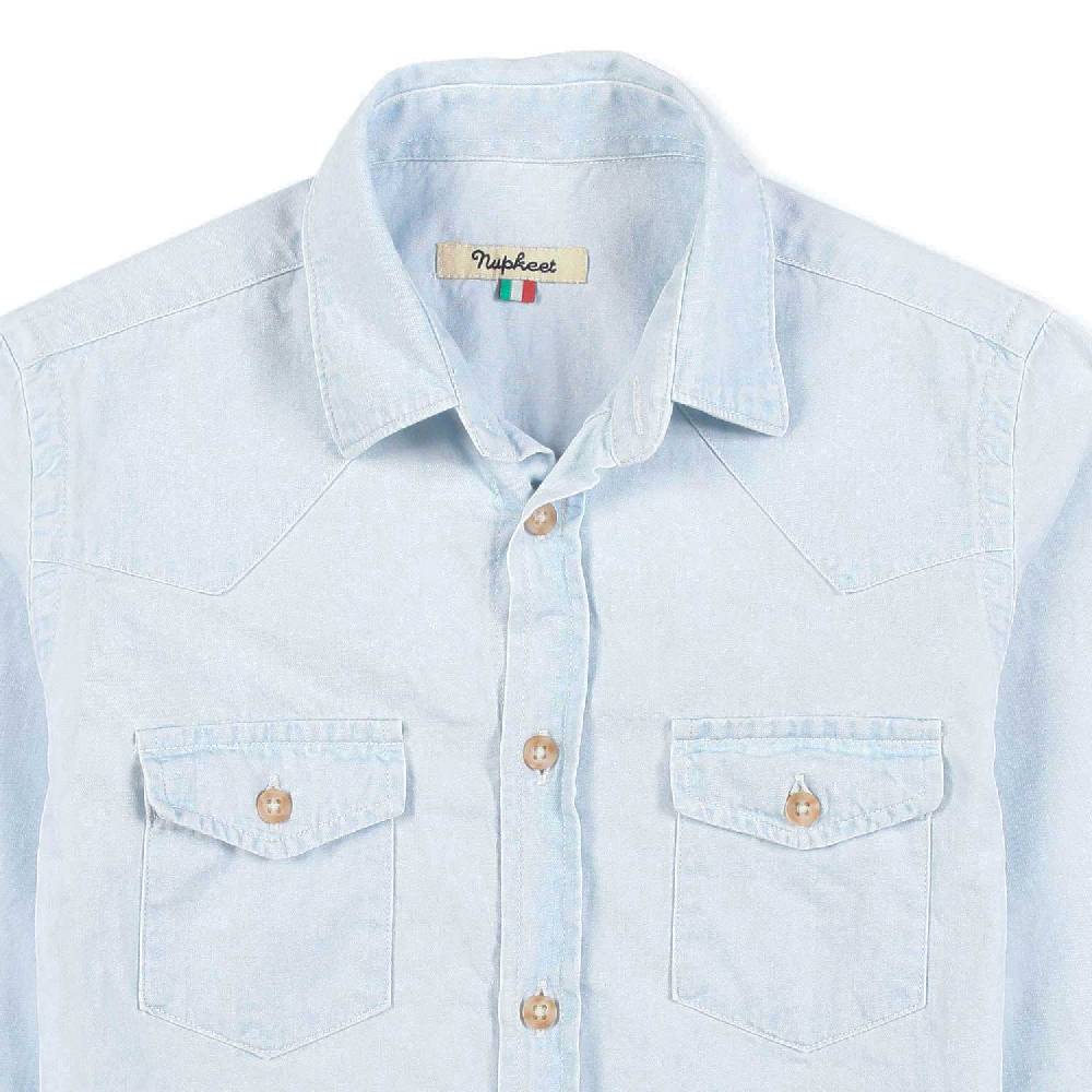 Nupkeet Camicia texana denim blu chiaro Ferrara Enormi risparmi