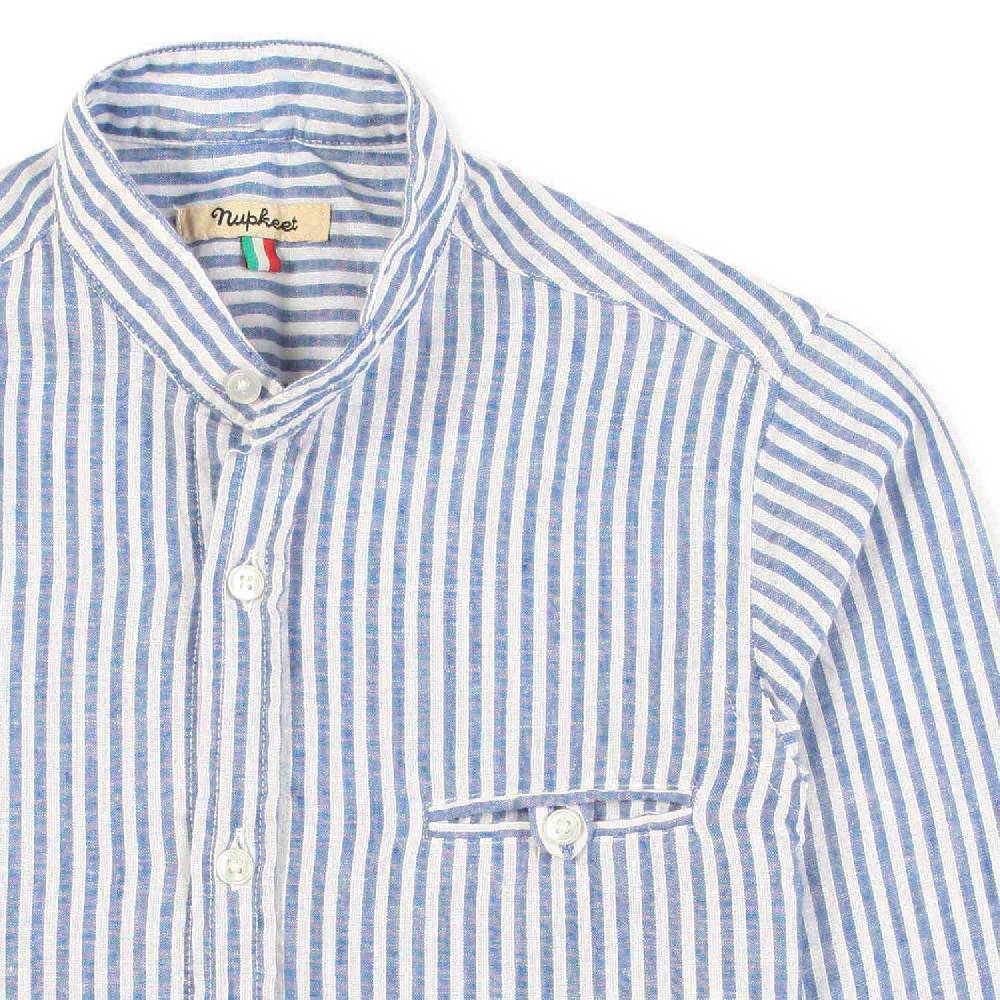Nupkeet Camicia coreana bianca e blu a righe Gaeta Spedizione Gratuita