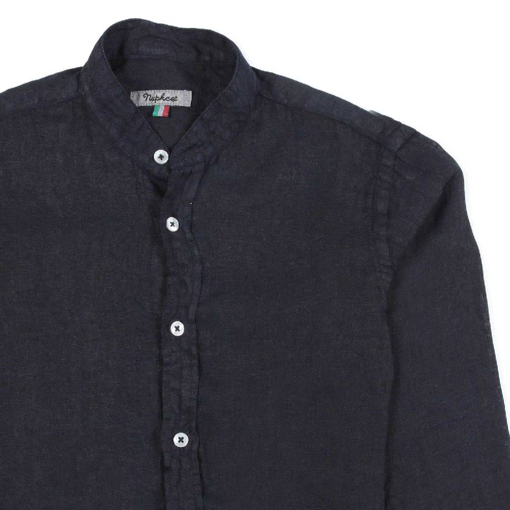 Nupkeet Camicia coreana lino blu Catanzaro Promozione Limitata