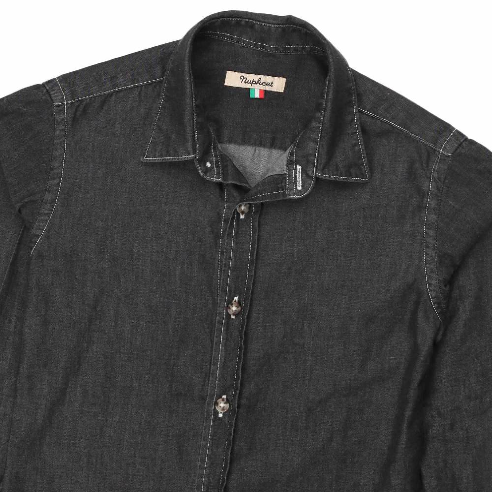 Nupkeet Camicia Giacomo nera in denim Sconto