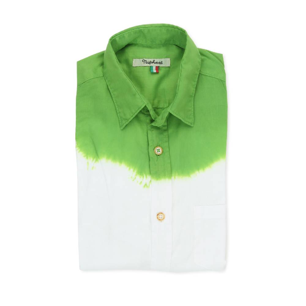 Nupkeet Camicia Lombok bianca e verde lime