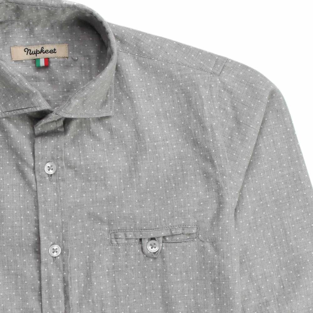 Nupkeet Cincillà a pois – Camicia in flanella grigia e bianca Sconto