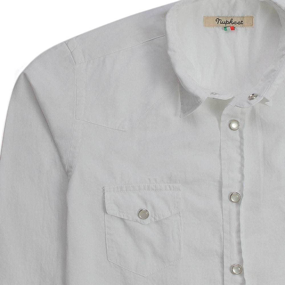Nupkeet Gufo bianca – Camicia texana in gabardine Outlet