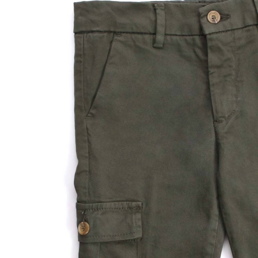 Nupkeet Grillo verde militare – Pantalone cargo in gabardine Saldi Di Fabbrica