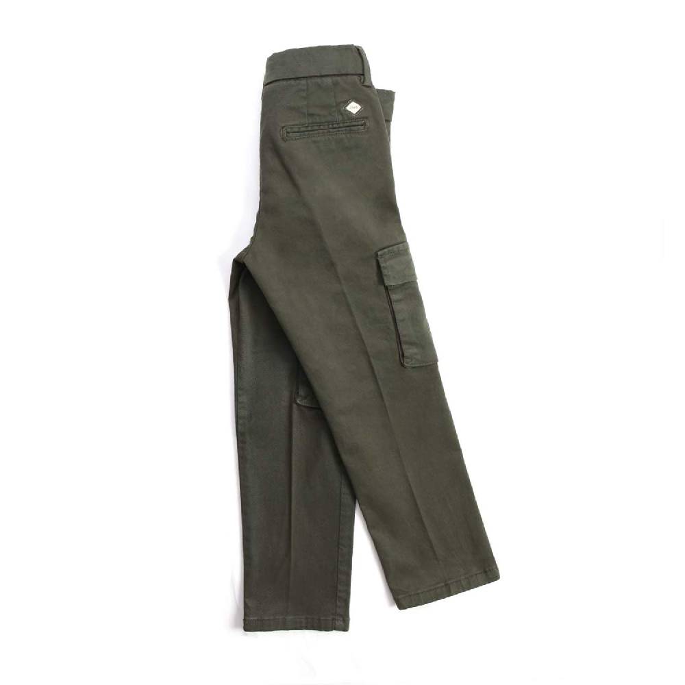 Nupkeet Grillo verde militare – Pantalone cargo in gabardine Saldi Di Fabbrica