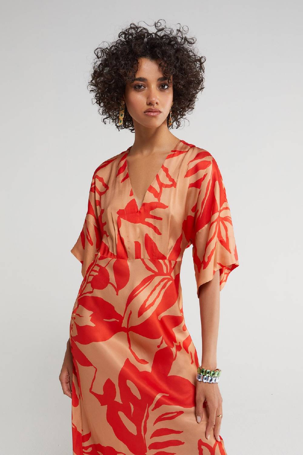 ottod'Ame Printed viscose V-neck long dress Offerte