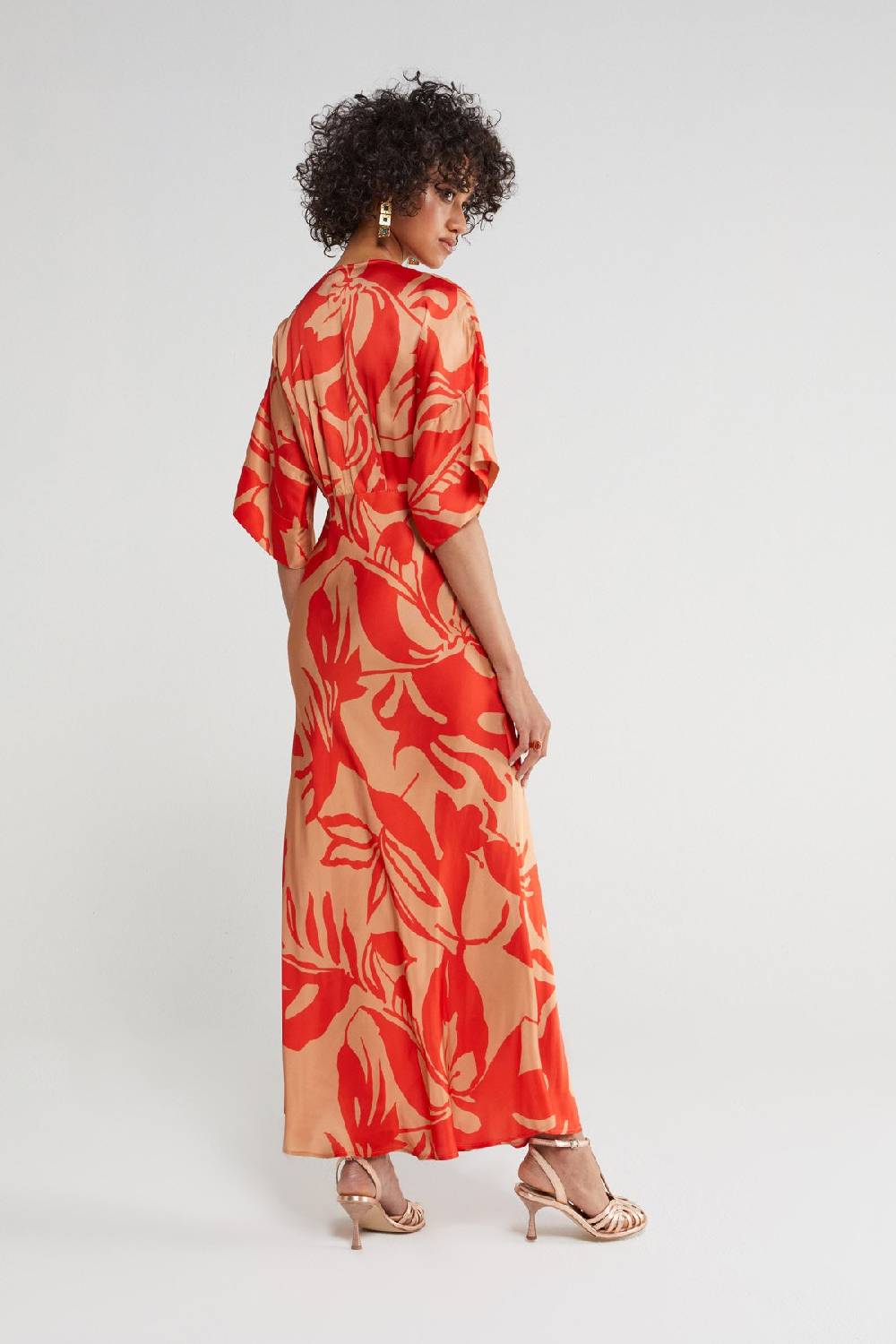 ottod'Ame Printed viscose V-neck long dress Offerte