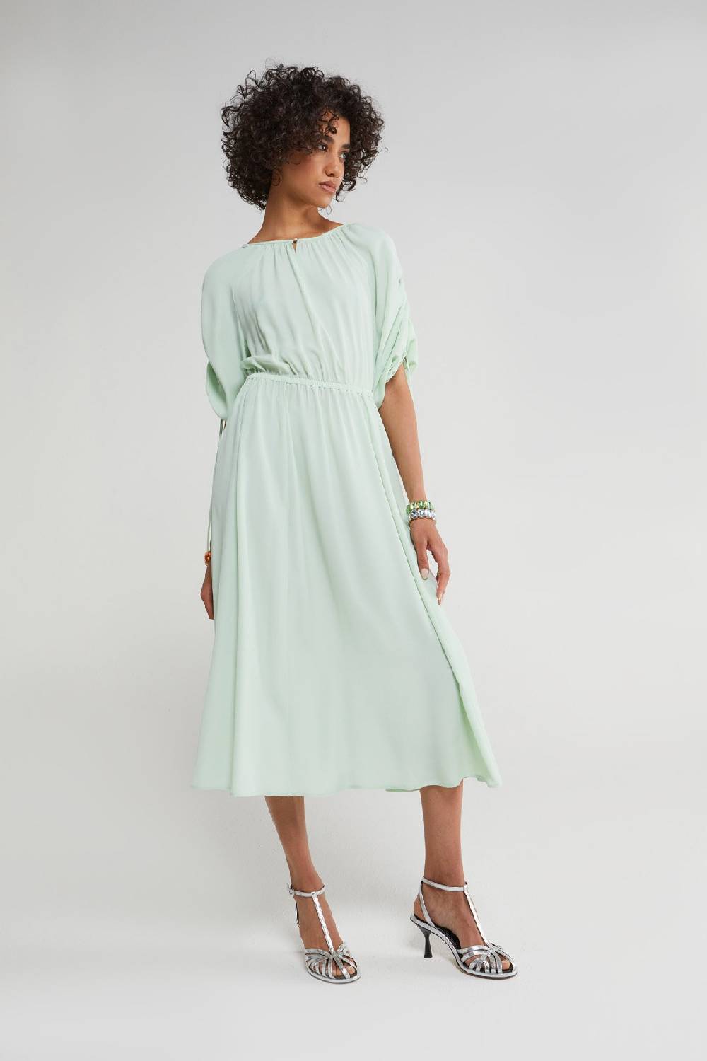 ottod'Ame Silk blend midi dress with drawstring Convenienza