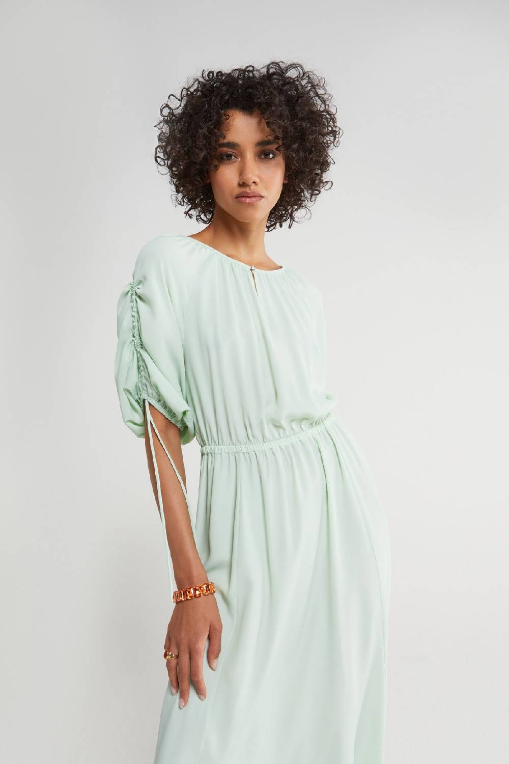 ottod'Ame Silk blend midi dress with drawstring Convenienza