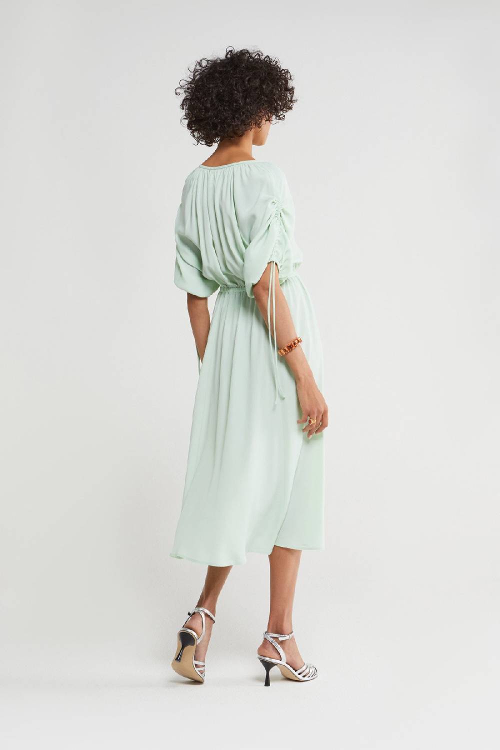 ottod'Ame Silk blend midi dress with drawstring Convenienza