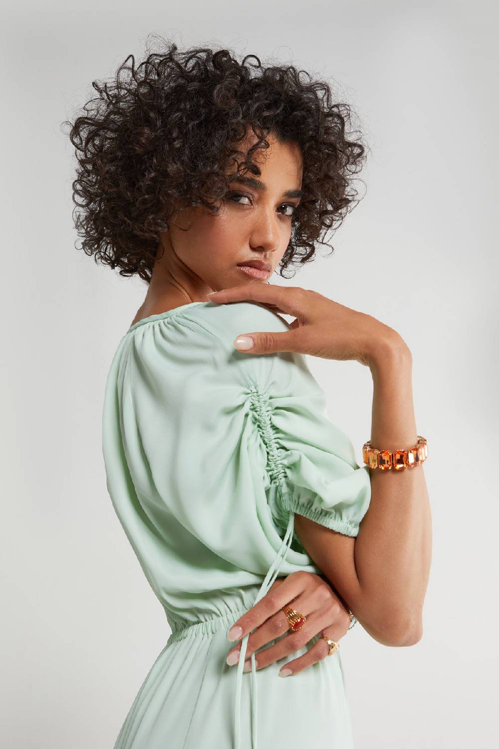 ottod'Ame Silk blend midi dress with drawstring Convenienza