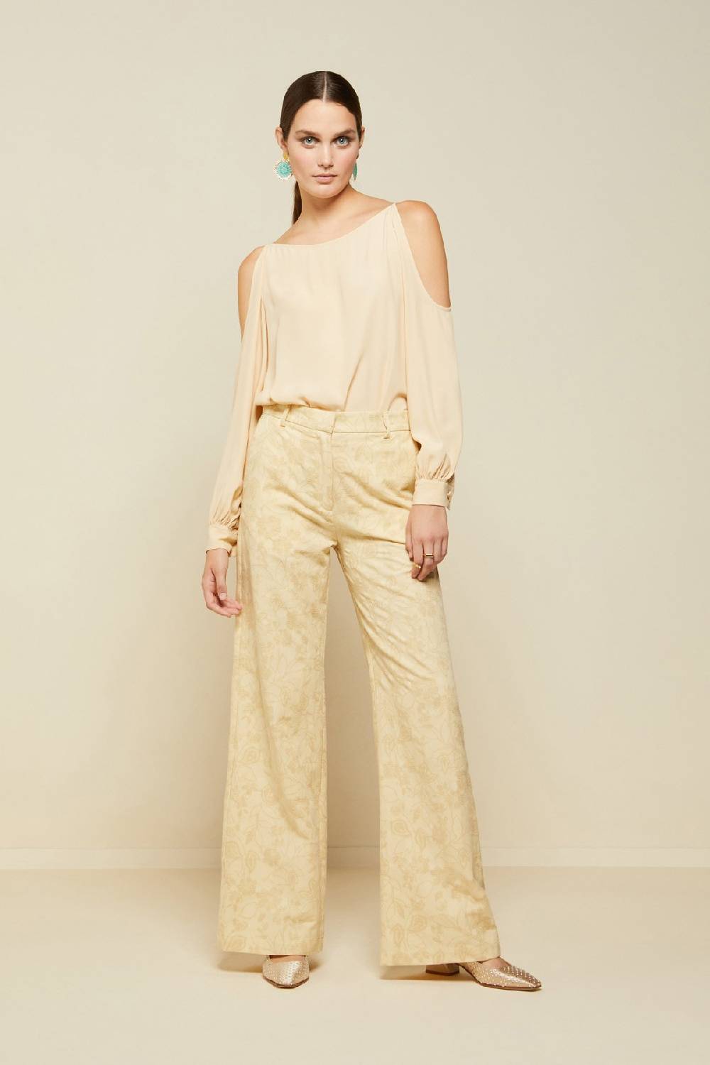 ottod'Ame Linen blend trousers with embroidery Moda