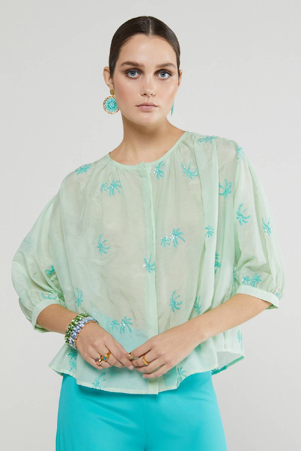 ottod'Ame Transparent shirt with embroideries Qualità Garantita