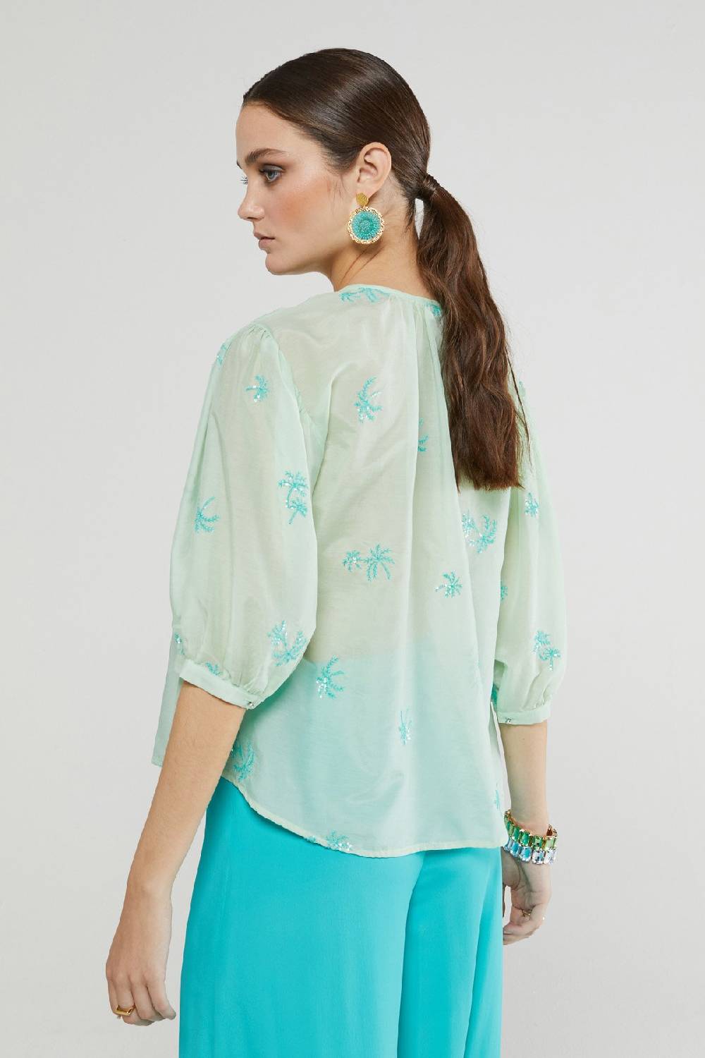 ottod'Ame Transparent shirt with embroideries Qualità Garantita
