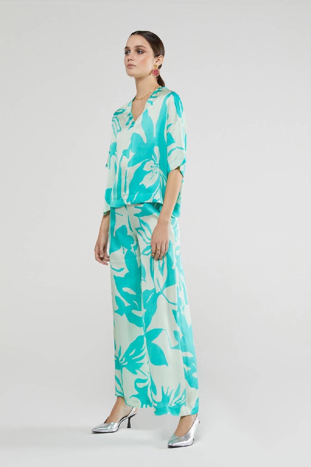 ottod'Ame Printed viscose trousers Shopping Online