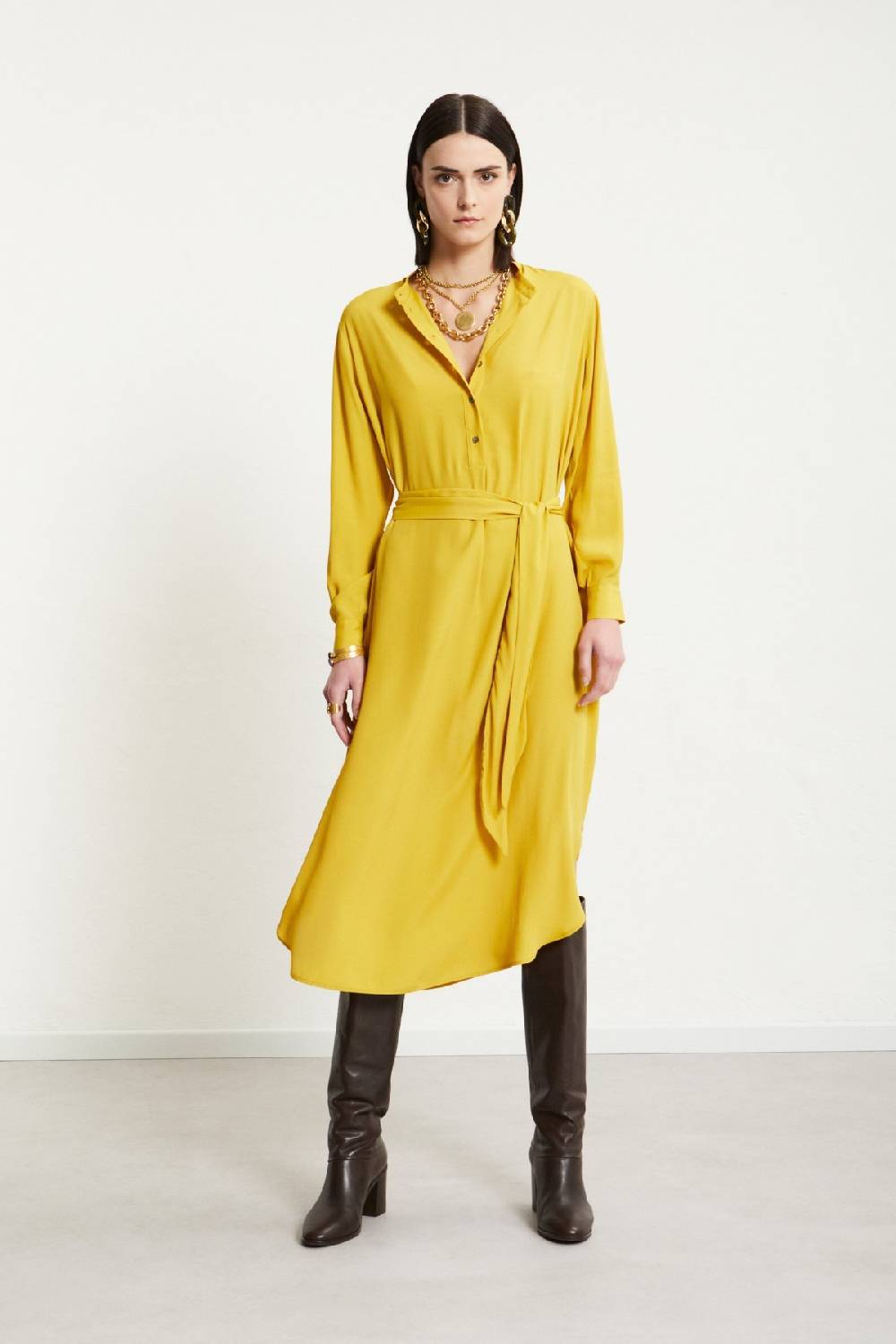 ottod'Ame Silk-blend midi dress with sash In Vendita