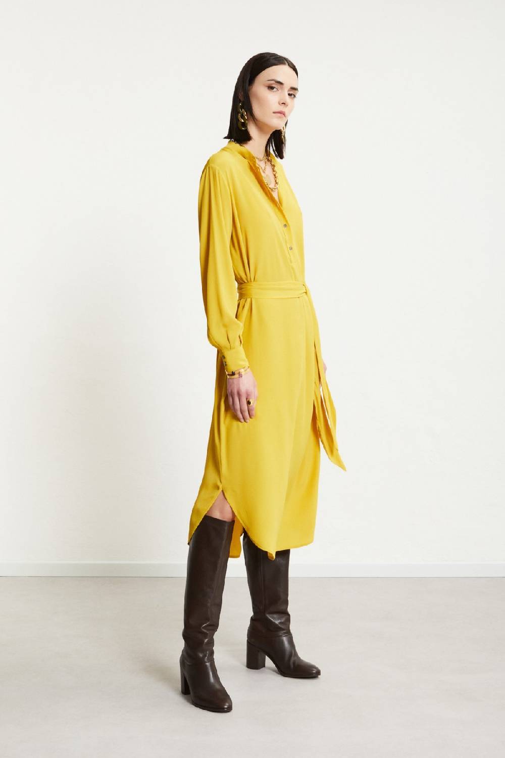 ottod'Ame Silk-blend midi dress with sash In Vendita