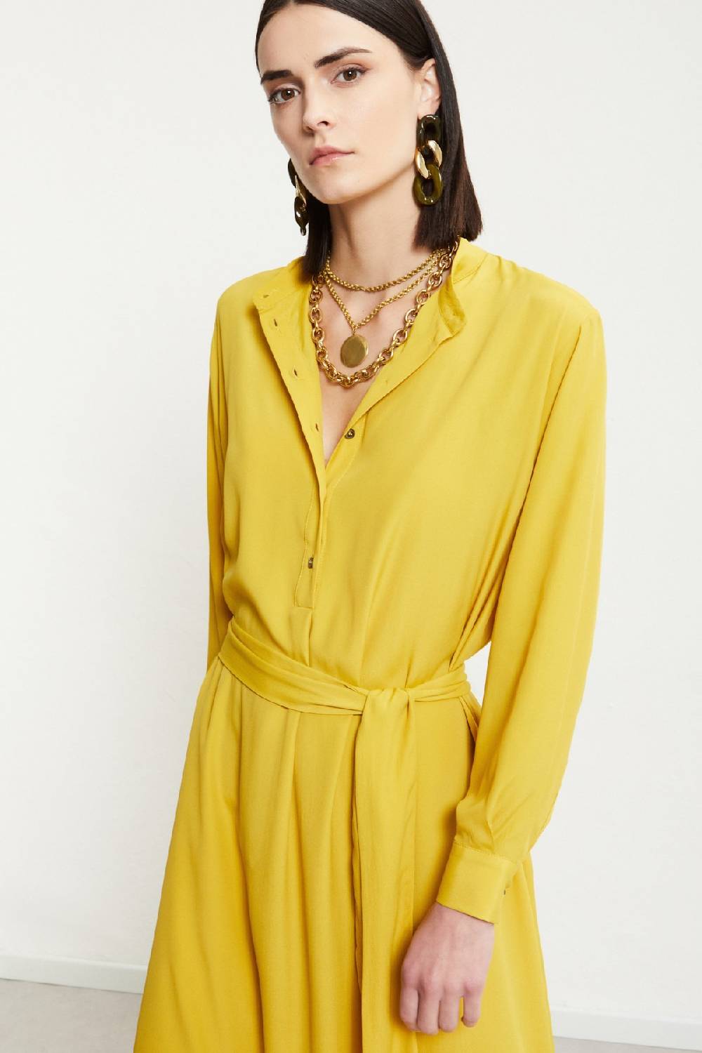 ottod'Ame Silk-blend midi dress with sash In Vendita
