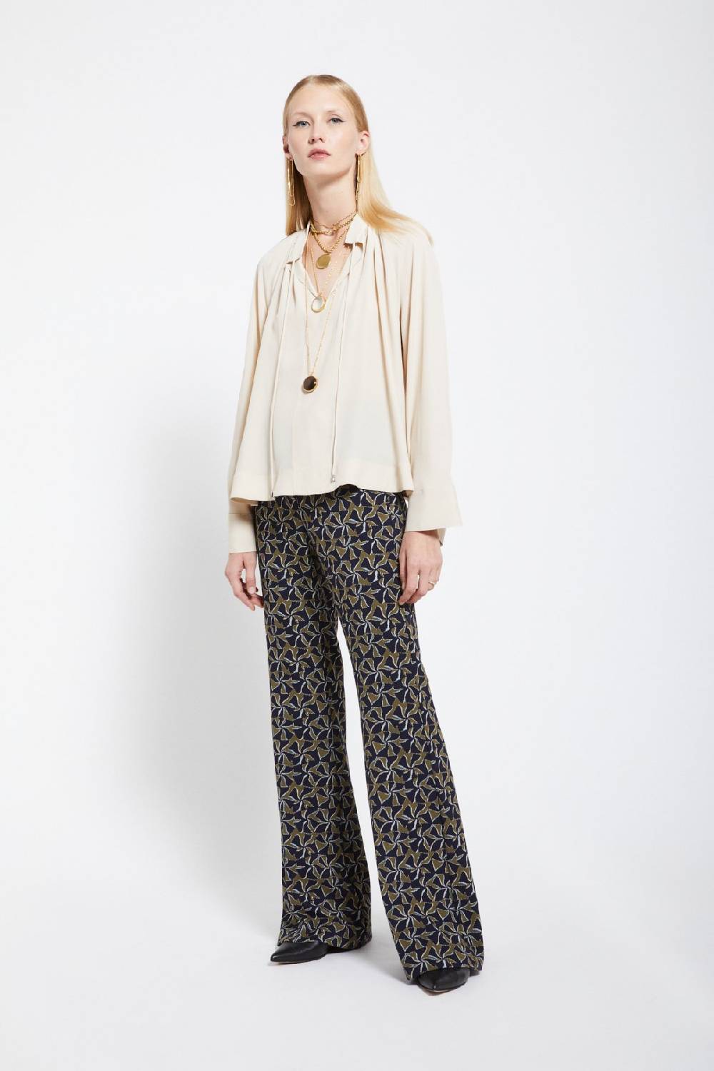 ottod'Ame Silk-blend blouse with drawstring