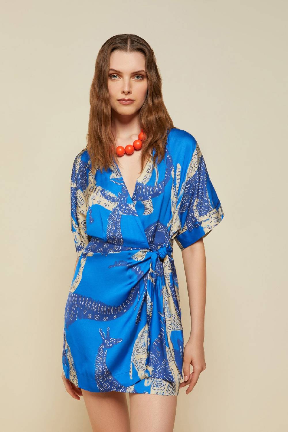 ottod'Ame Viscose short dress with knot Saldi Di Fabbrica