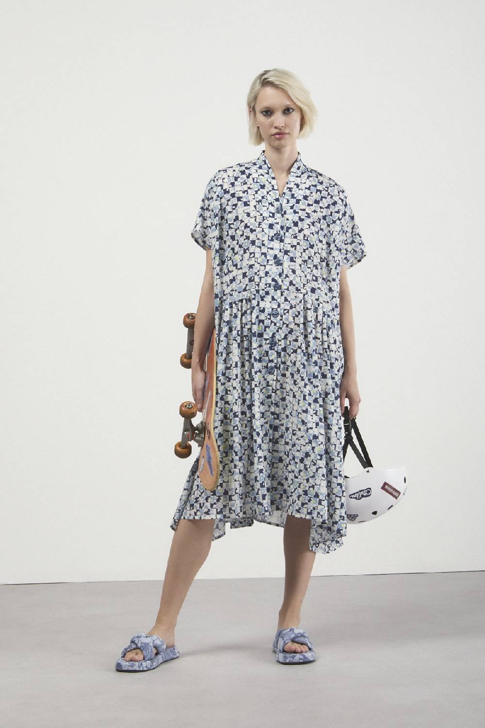 ottod'Ame Printed dress with pleated skirt Offerte