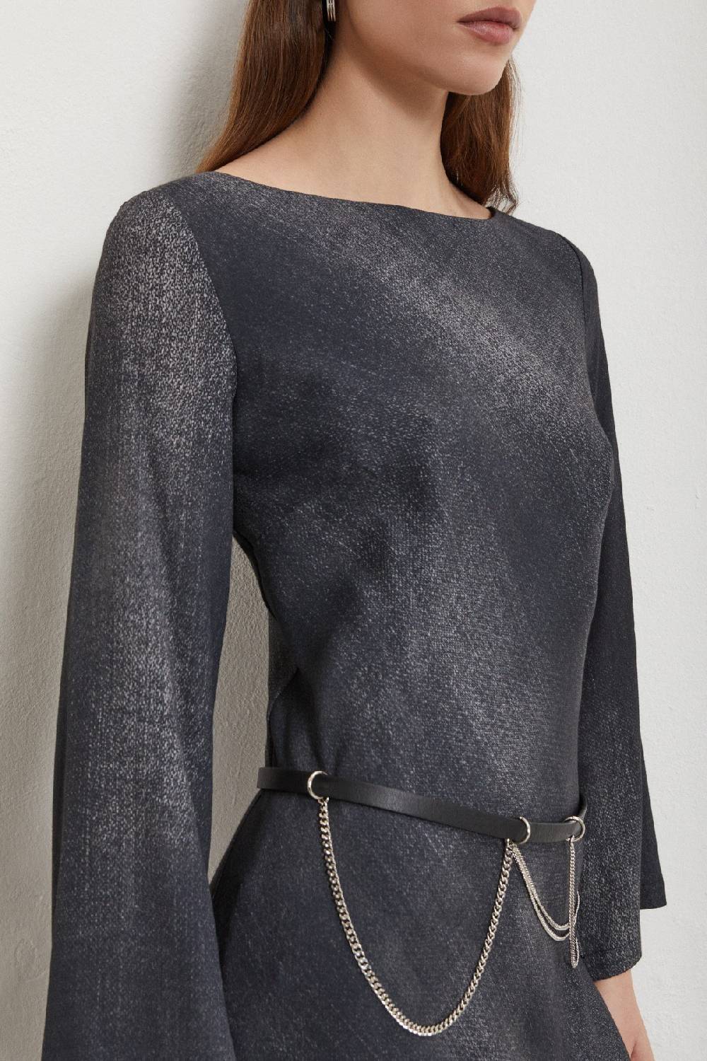 ottod'Ame Viscose midi dress with wide sleeve Negozio