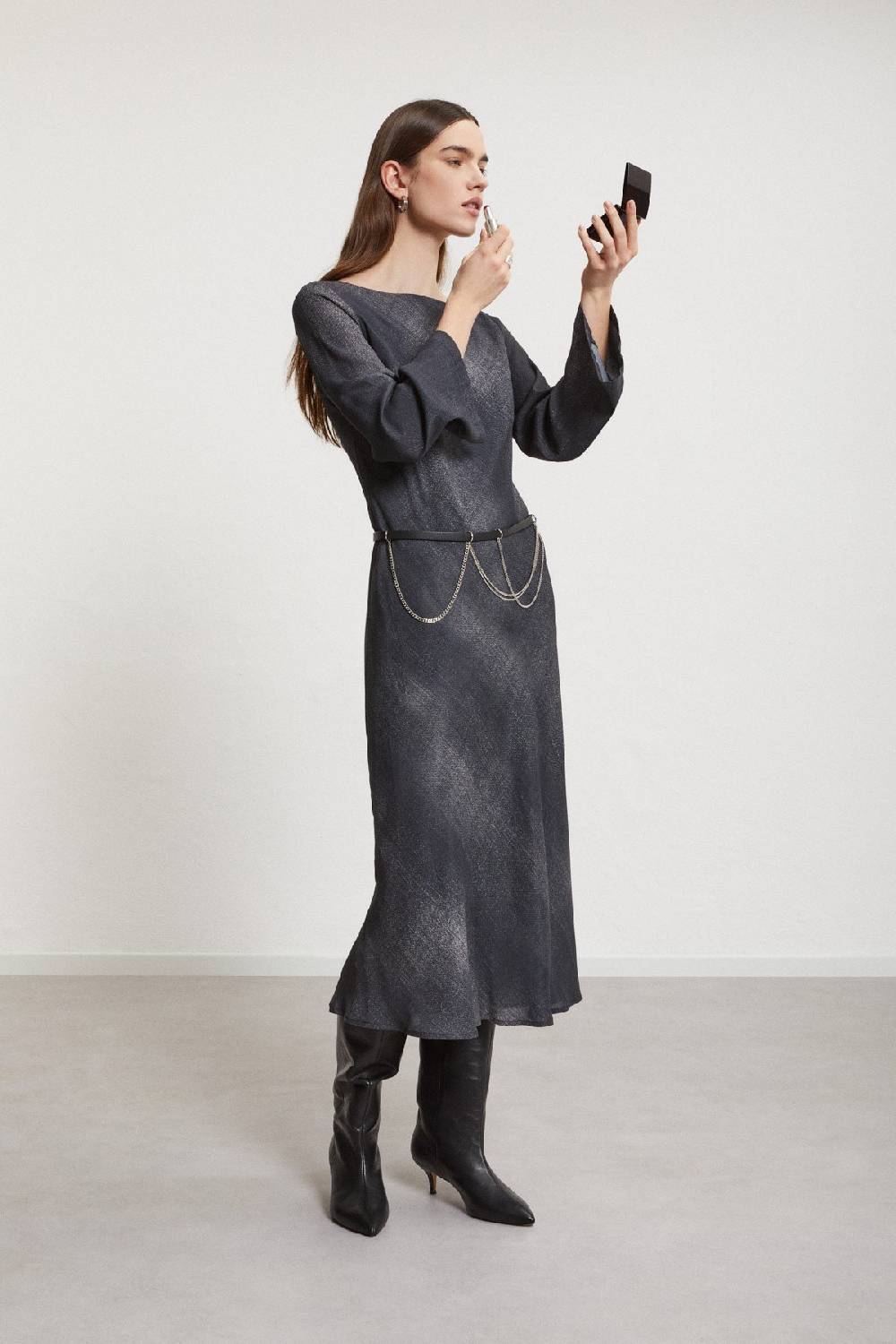 ottod'Ame Viscose midi dress with wide sleeve Negozio