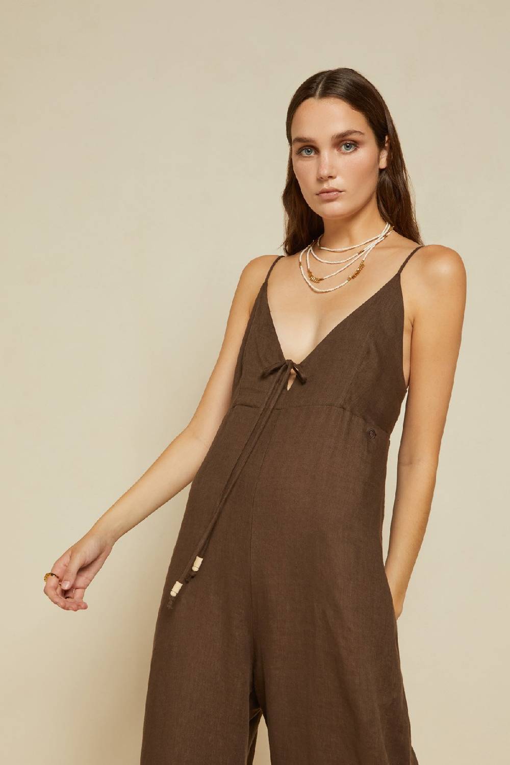ottod'Ame Linen jumpsuit with lace Prezzo Ridotto
