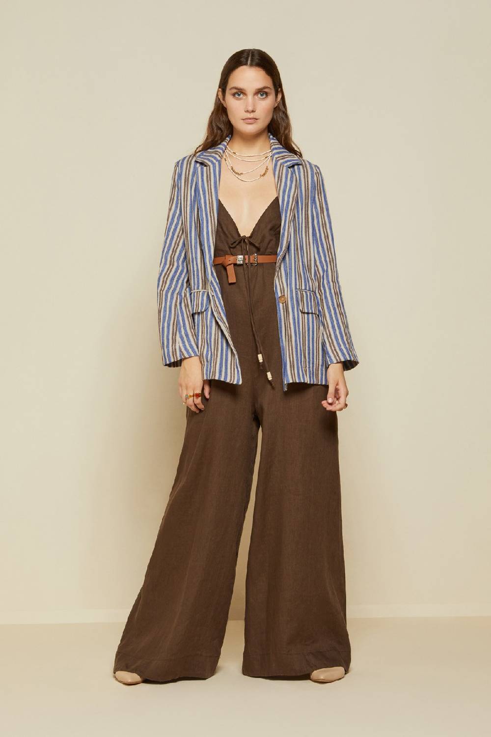 ottod'Ame Linen jumpsuit with lace Prezzo Ridotto