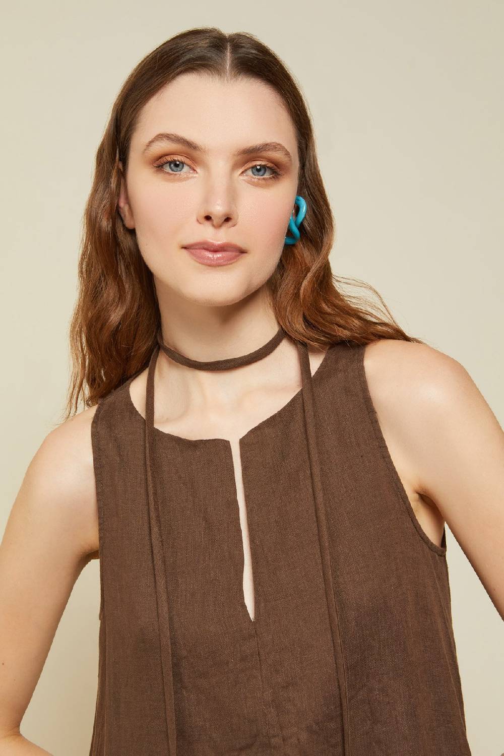 ottod'Ame Linen long dress with belt Sottocosto