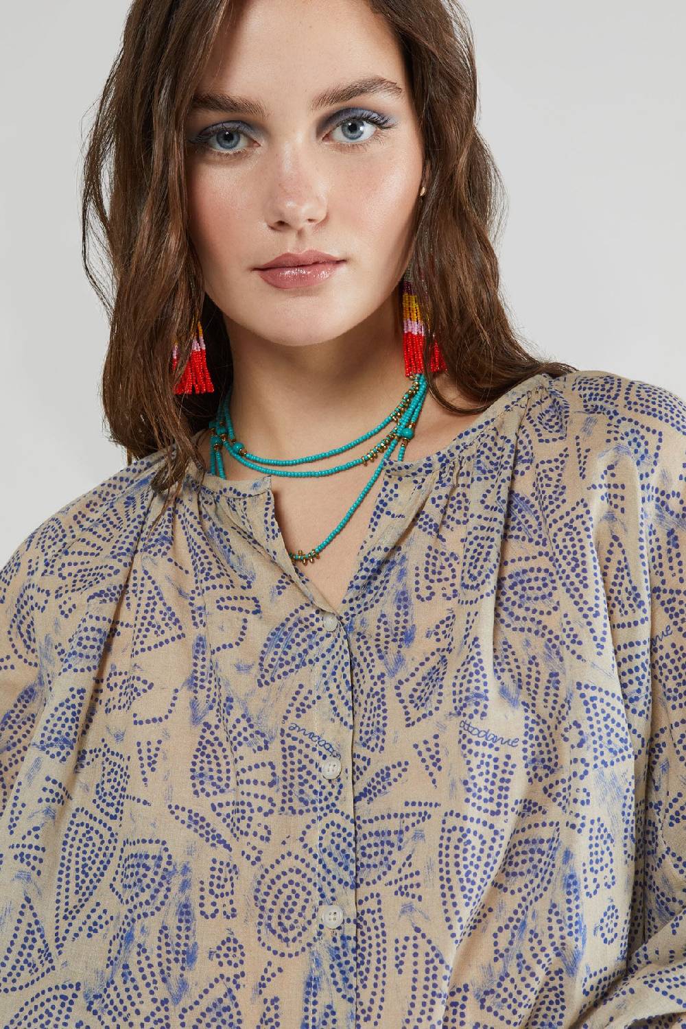 ottod'Ame Cotton shirt with balloon sleeves Novità