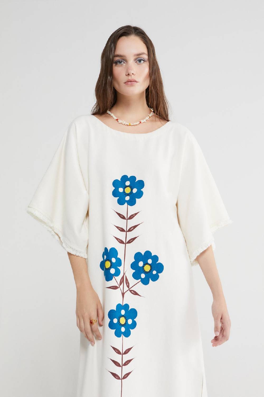 ottod'Ame Cotton kaftan long dress with embroideries Presa