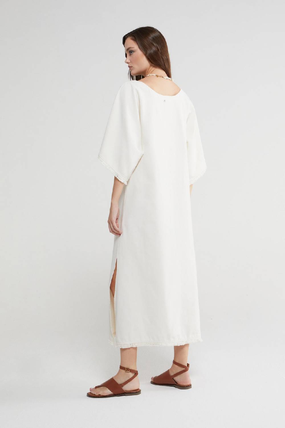 ottod'Ame Cotton kaftan long dress with embroideries Presa