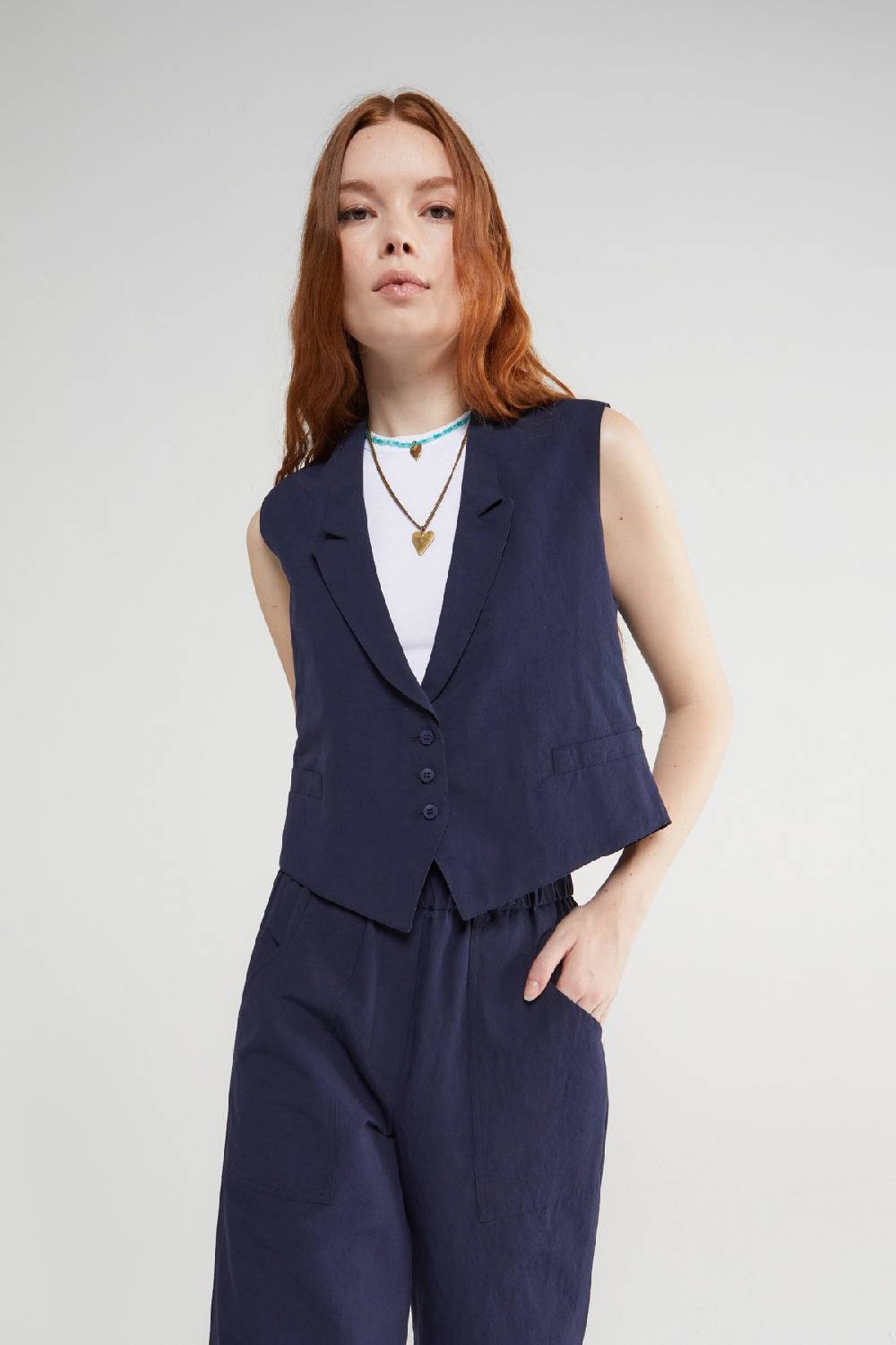 ottod'Ame Linen blend waistcoat top Vendita Calda