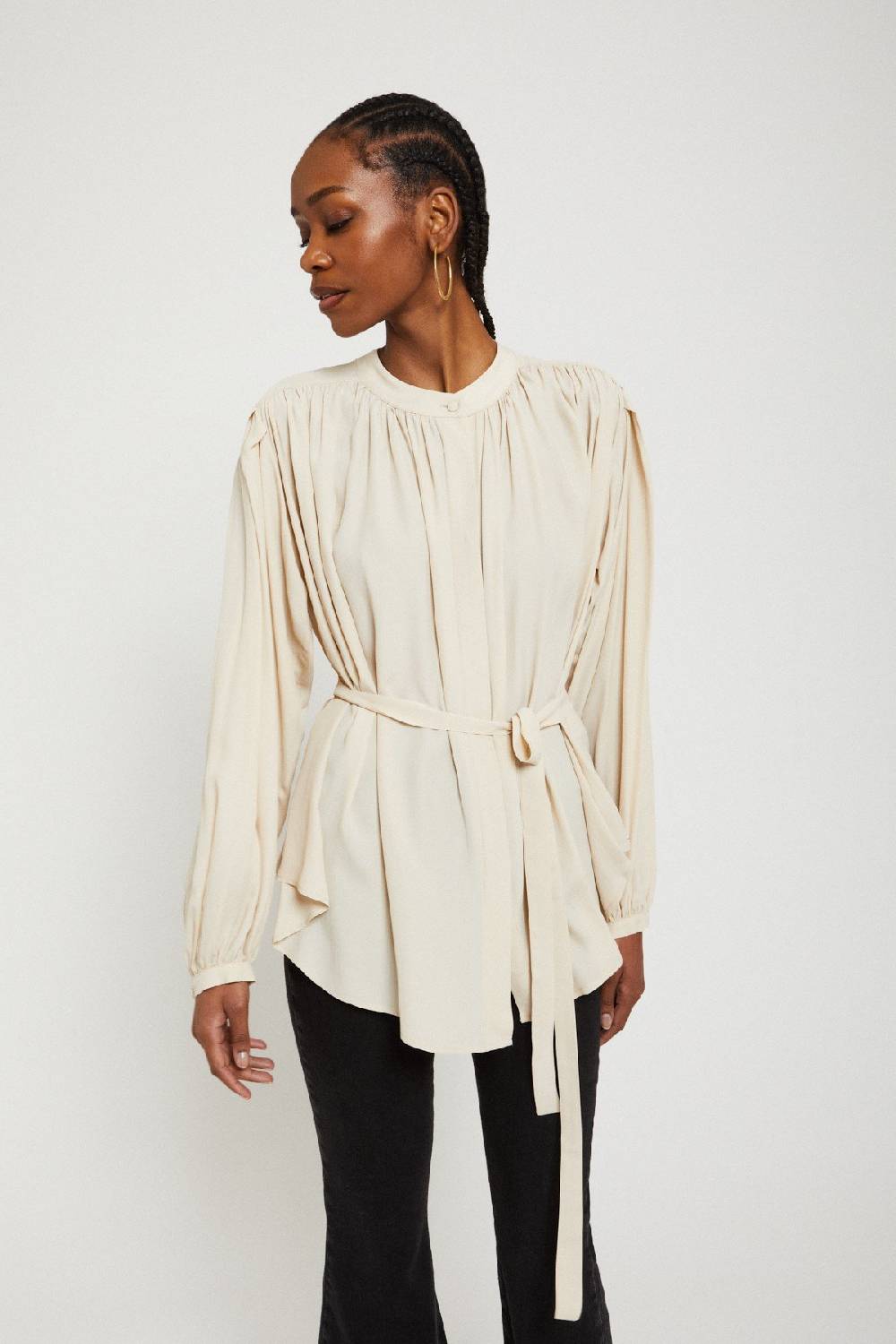 ottod'Ame Silk-blend draped blouse Vendite Flash