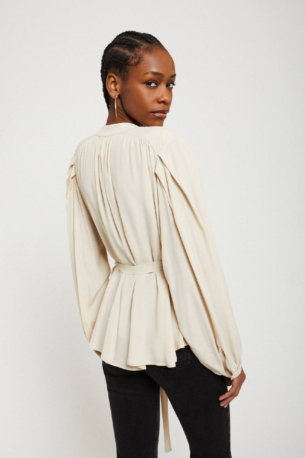 ottod'Ame Silk-blend draped blouse Vendite Flash