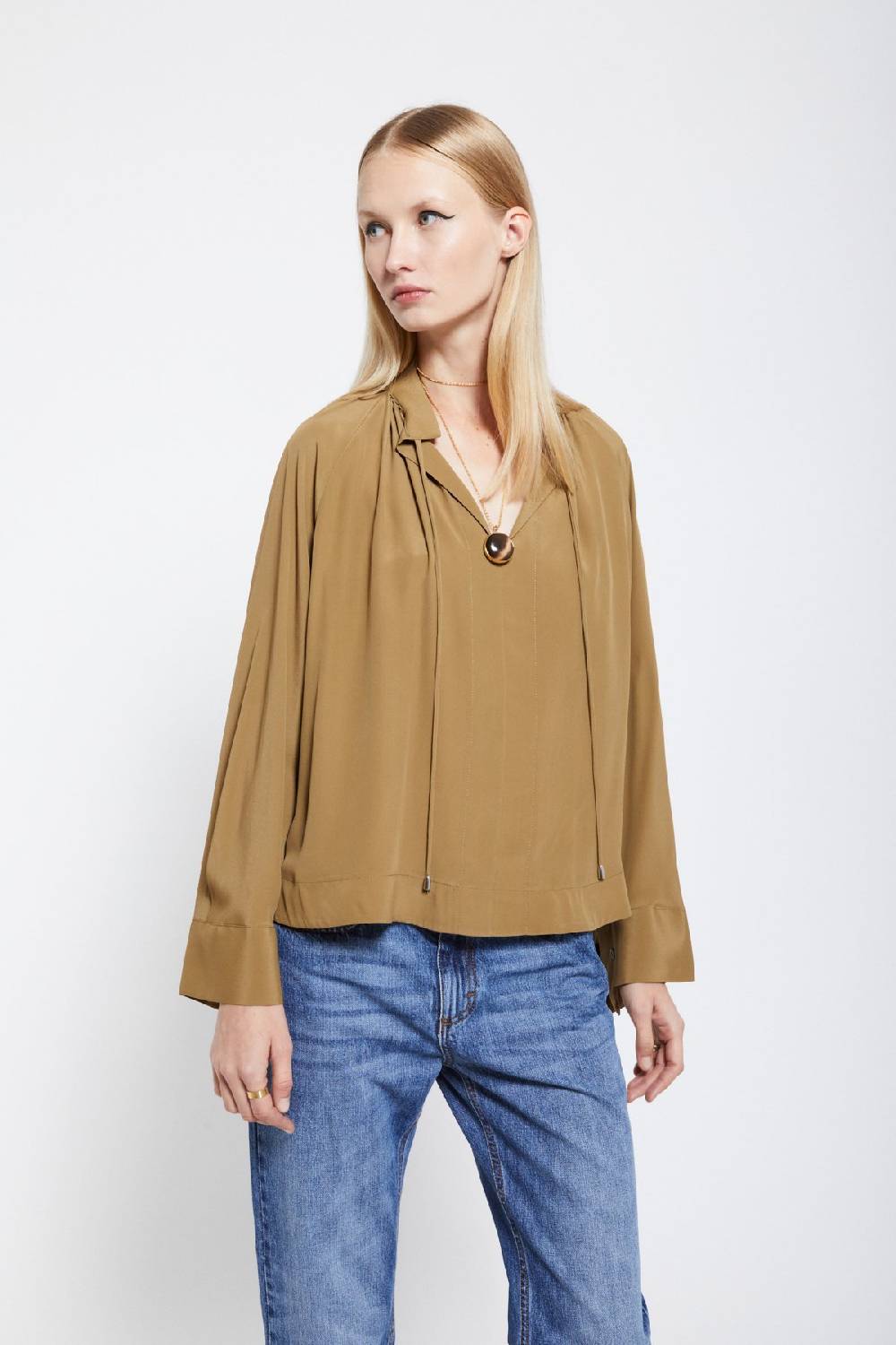 ottod'Ame Silk-blend blouse with drawstring 2025