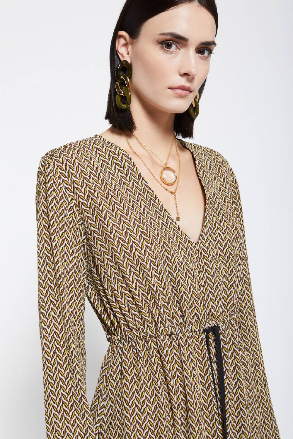 ottod'Ame Viscose midi dress with drawstring Italia
