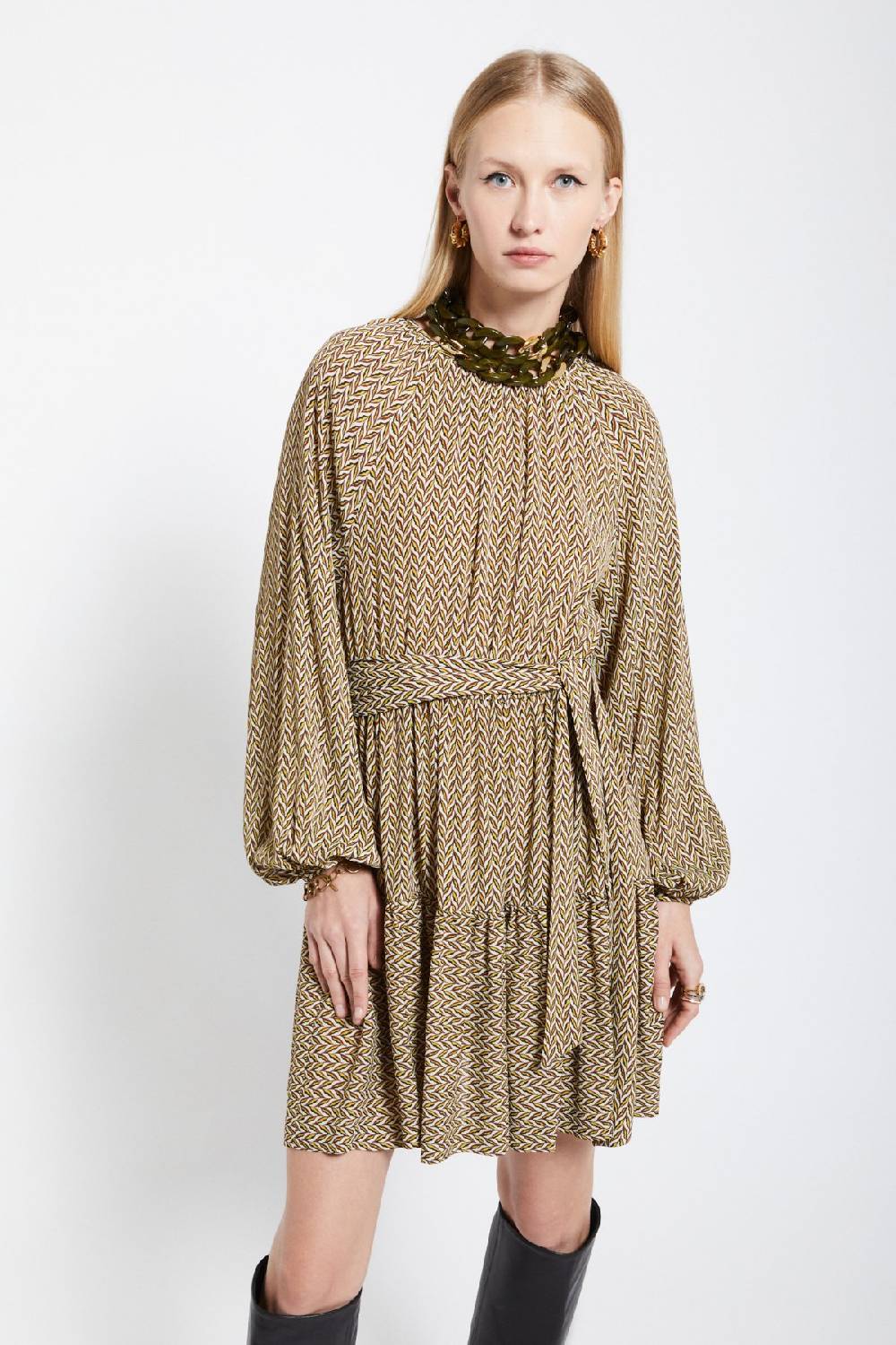 ottod'Ame Viscose short dress with sash Nuovo