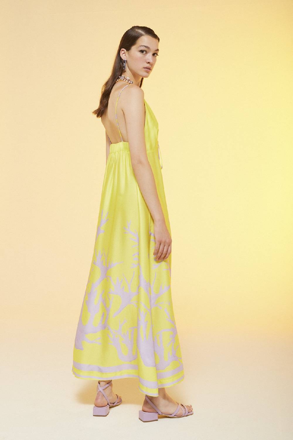 ottod'Ame Printed viscose fluid long dress Promozione