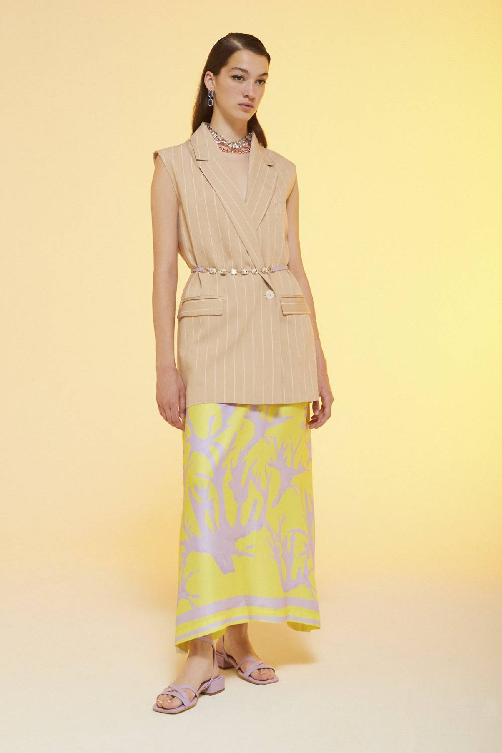 ottod'Ame Printed viscose fluid long dress Promozione